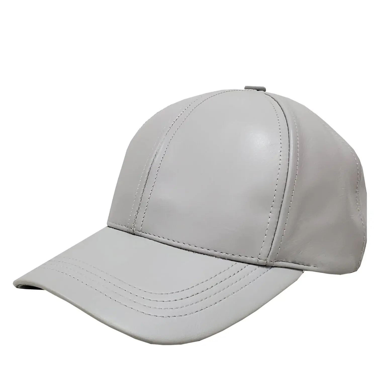 Light Grey Leather Baseball Cap Winner Caps Mfg Company