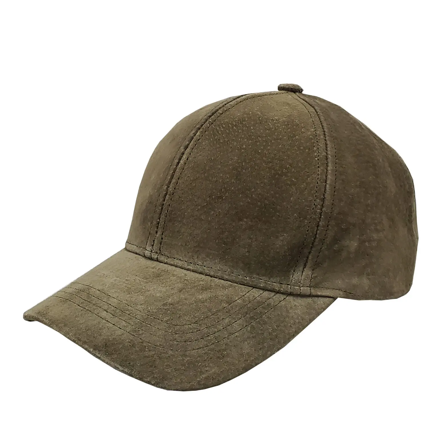 Olive Suede Leather Baseball Cap Winner Caps MFG Company