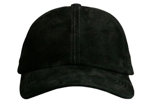 Black Suede Leather Baseball Cap