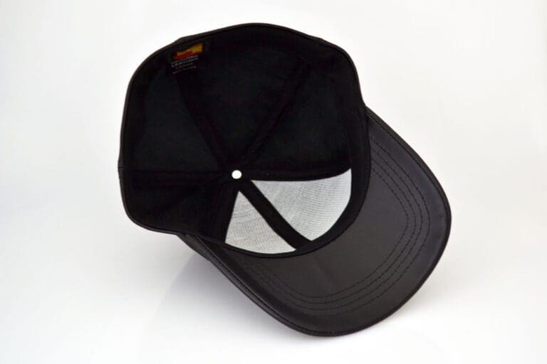 Fitted Black Leather Baseball Cap Winner Caps MFG. Company