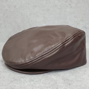 Brown Traditional Cowhide Leather Ascot Ivy Driver Cap