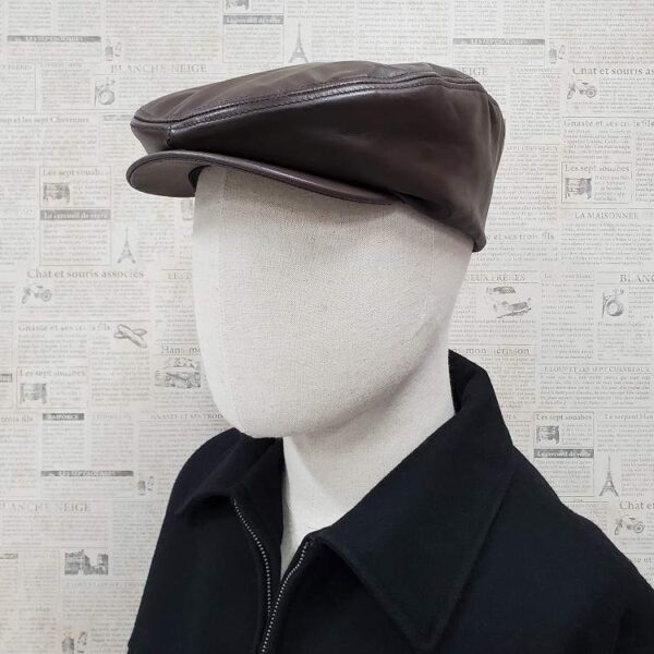 Brown Traditional Cowhide Leather Ascot Ivy Driver Cap