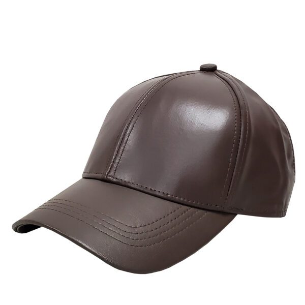 Brown Leather Baseball Cap