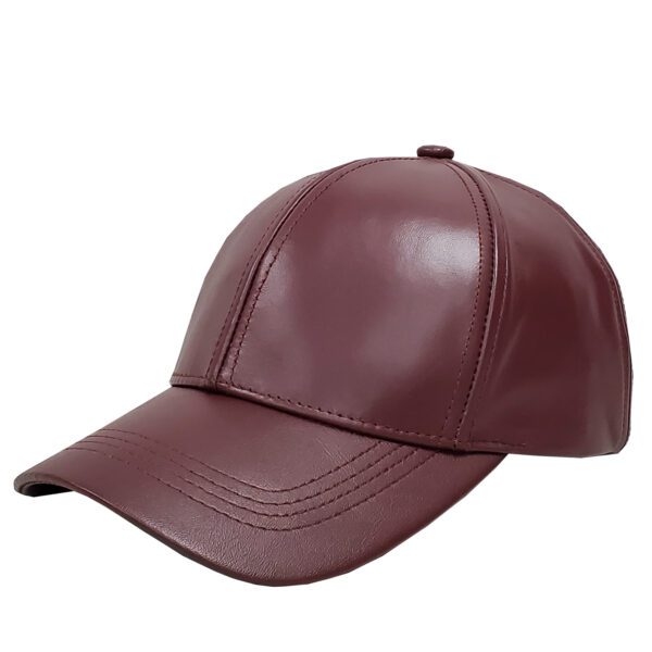 Burgundy Leather Baseball Cap