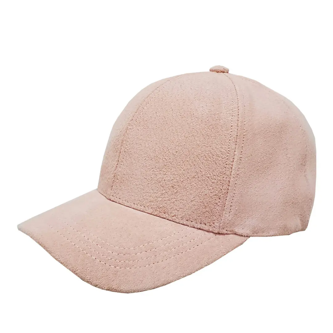Crystal Pink Suede Leather Baseball Cap