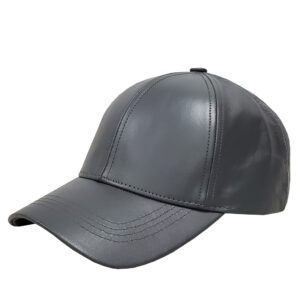 Dark Grey Leather Baseball Cap