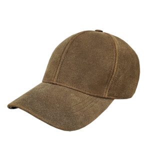 Distressed Brown Leather Baseball Cap