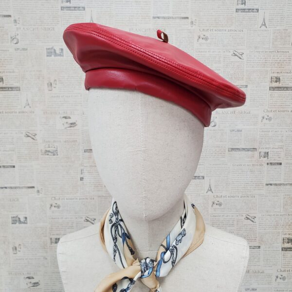 Red Genuine Leather Beret