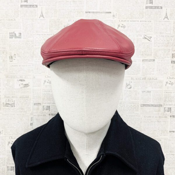 Red Pebble Leather Ascot Ivy Driver Cap