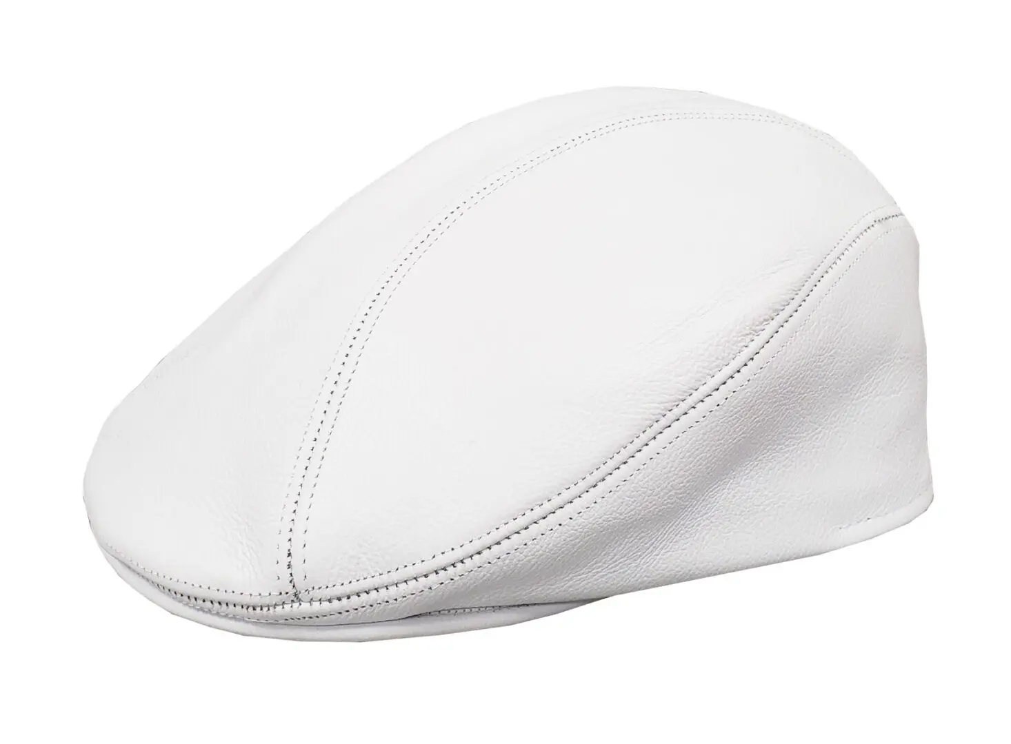 White Pebble Leather Ascot Ivy Driver Cap - Winner Caps MFG. Company