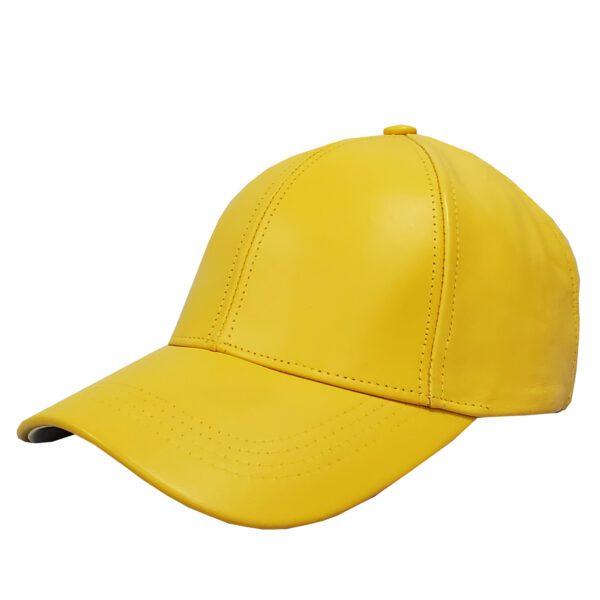 Yellow Leather Baseball Cap