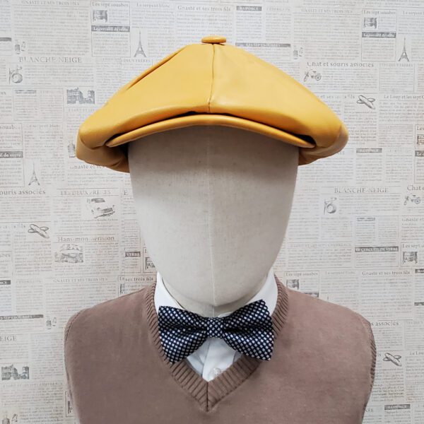 Gold Cowhide Leather Apple Newsboy Cap front