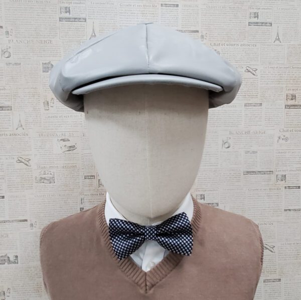 Light Grey Cowhide Leather Apple Newsboy Cap front