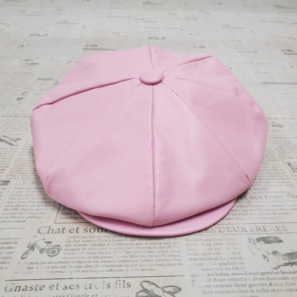 Pink Cowhide Leather Apple Newsboy Cap top