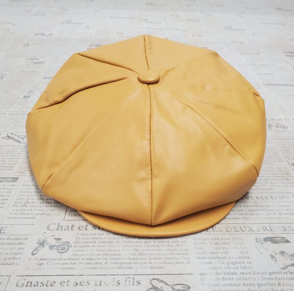 Gold Cowhide Leather Apple Newsboy Cap top