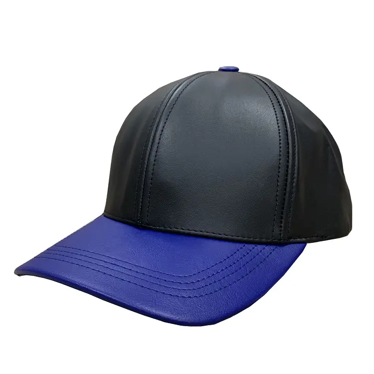 Black Royal Two Tone Cowhide Leather Baseball Cap