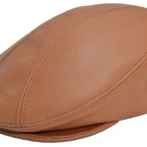 Light Brown Pebble Leather Ascot Ivy Driver Cap