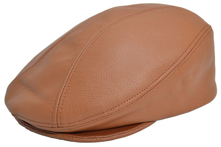 Light Brown Pebble Leather Ascot Ivy Driver Cap