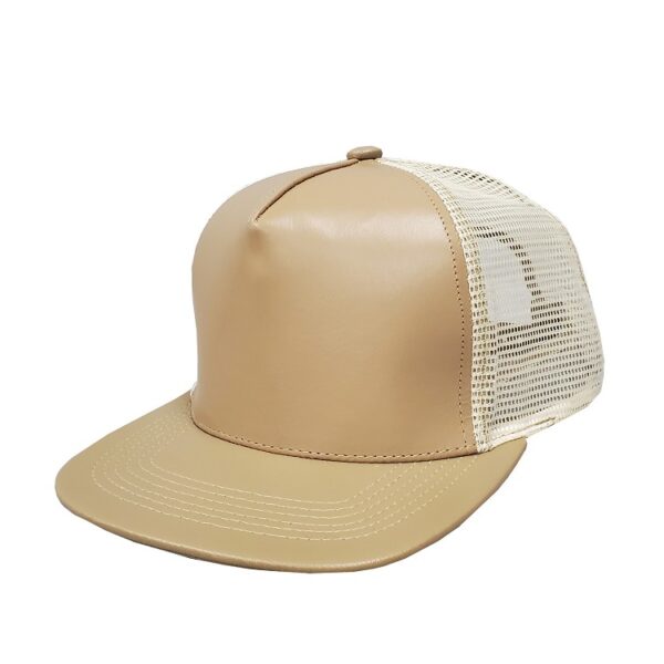 Khaki Leather High Profile Mesh Cap