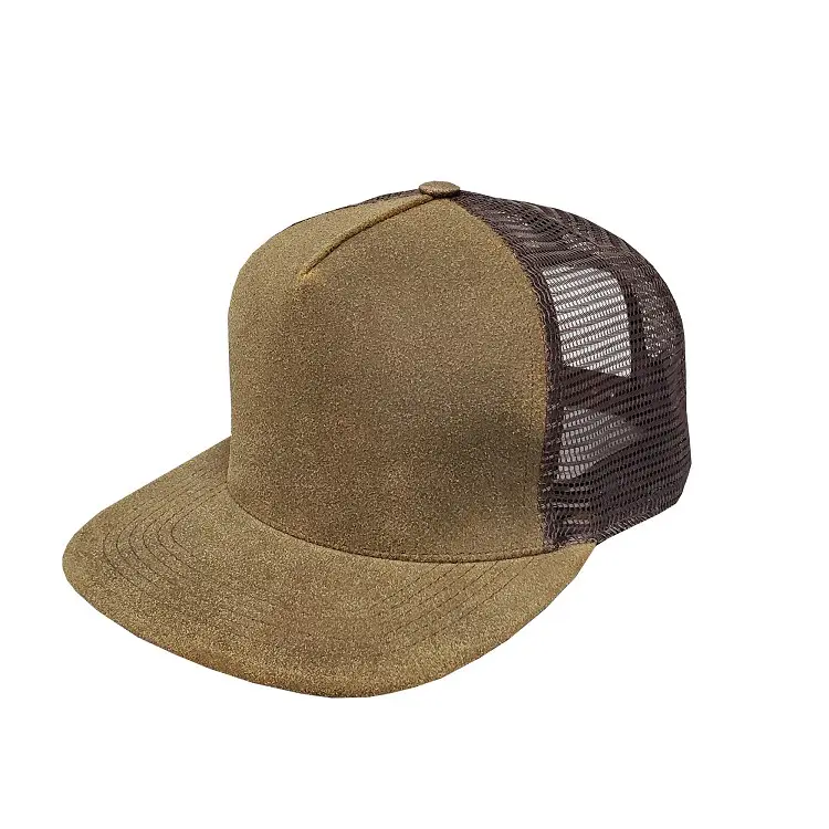 Distressed Brown Leather High Profile Mesh Cap