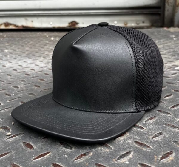 Black Leather High-Profile Mesh Cap 2.0