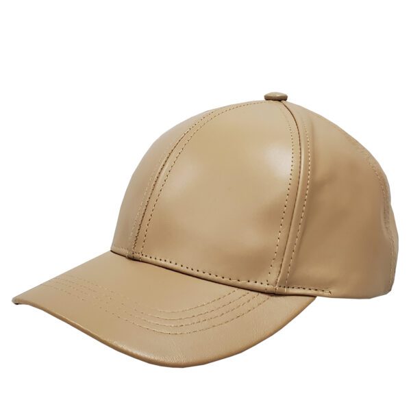 Khaki Leather Baseball Cap